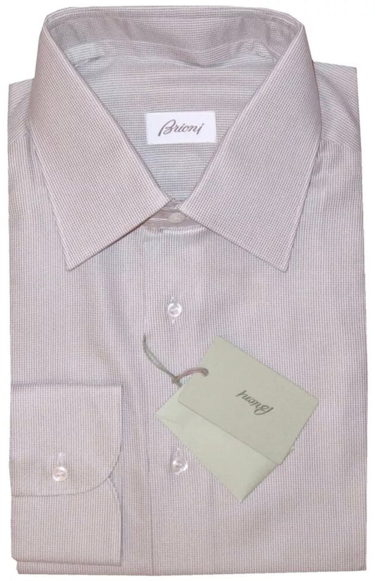 $790 NEW 46 18 BRIONI DRESS SHIRT REGULAR FIT MENS COTTON SILK BRUNICO
