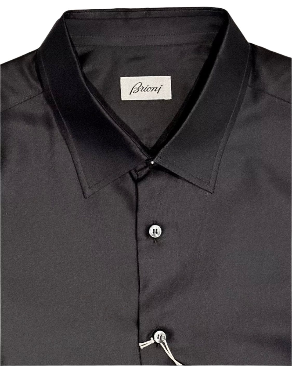 $2300 NEW XL V 44/44 17.5 BRIONI 100% SILK DRESS SHIRT BLACK ULTRA LUXURY