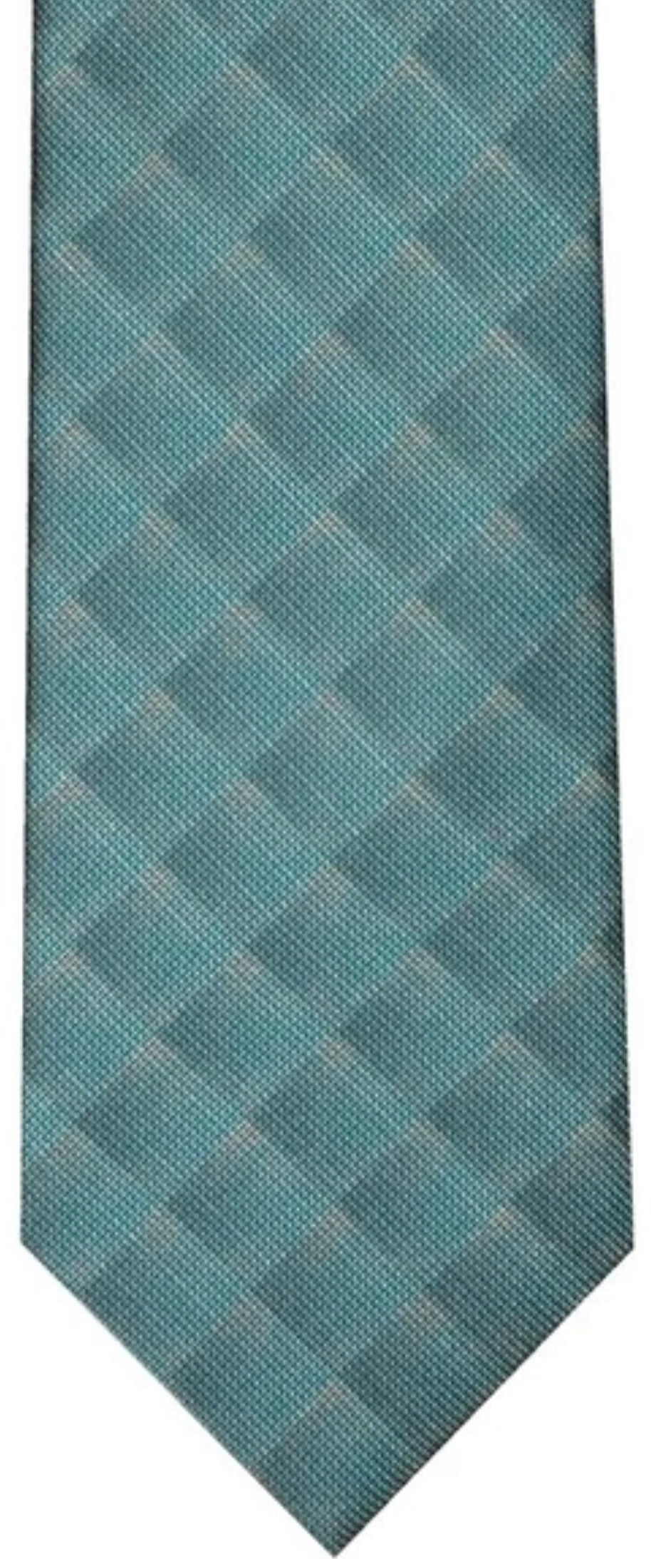 $295 NEW BRIONI 100% SILK NECK TIE FADING TURQUOISE TONES OPTICAL OP ART BOX PATTERN