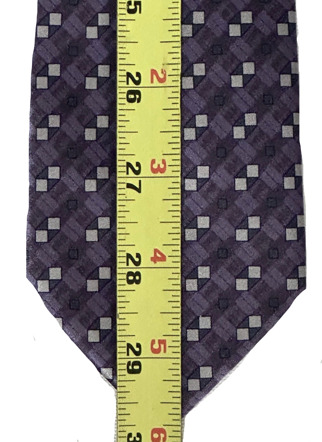 $395 NEW BRIONI SILK TIE HANDMADE PURPLE GRAY SUSPENDED BOX LATTICE 3 “