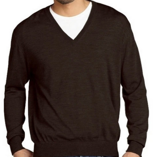$1050 NEW  EU 48 / S BRIONI SWEATER CASHMERE SILK V NECK PULLOVER BROWN JUMPER