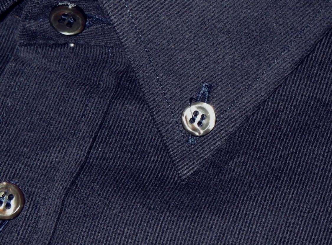 $595 NEW XXL BRIONI FINE WALE CORDUROY DRESS SHIRT TAPERED FIT DARK BLUE CASUAL