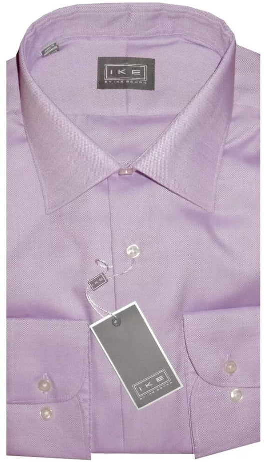 $295 NEW 17 34/35 IKE BEHAR DRESS SHIRT LAVENDER DIAMOND WEAVE CLASSIC FIT