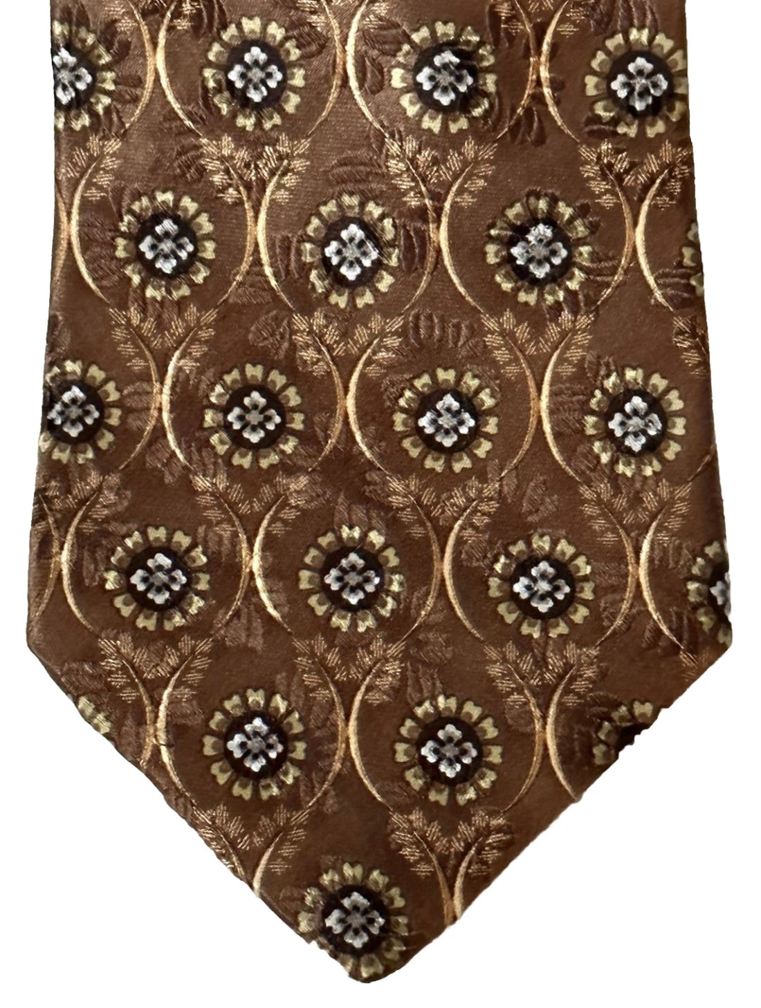 $295 NEW ERMENEGILDO ZEGNA TIE MENS 100% SILK BROWN MEDALLIONS