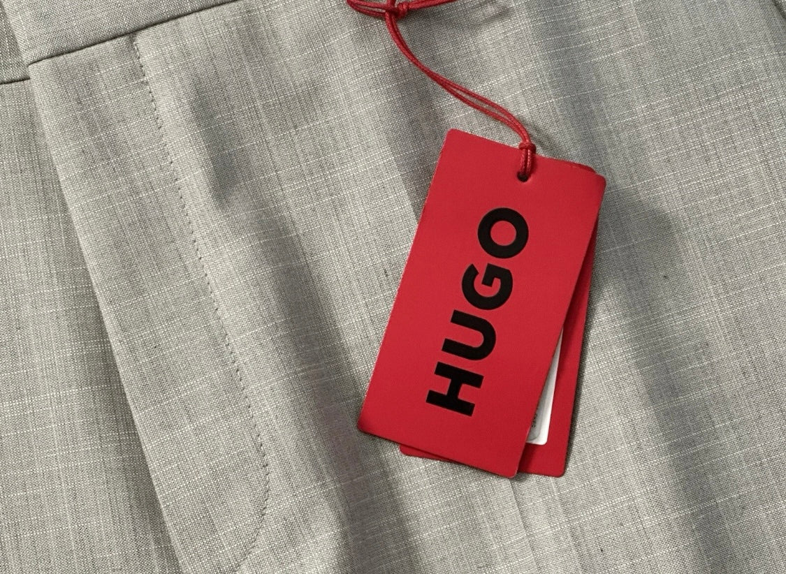 $198 NEW 40 R FITS 39 HUGO BOSS DRESS PANTS RED LABEL MENS MODERN FIT OATMEAL