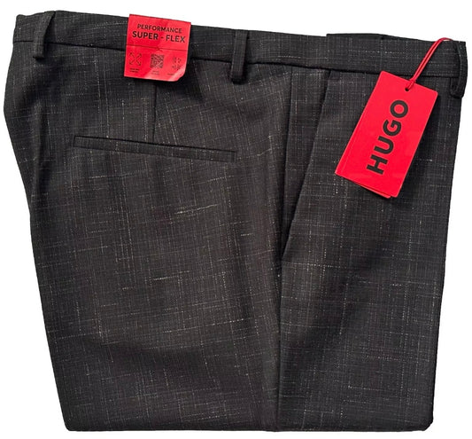 $198 NEW 36 R HUGO BOSS MENS EXTRA SLIM FIT DRESS PANTS RED LABEL BLACK SPECKLE