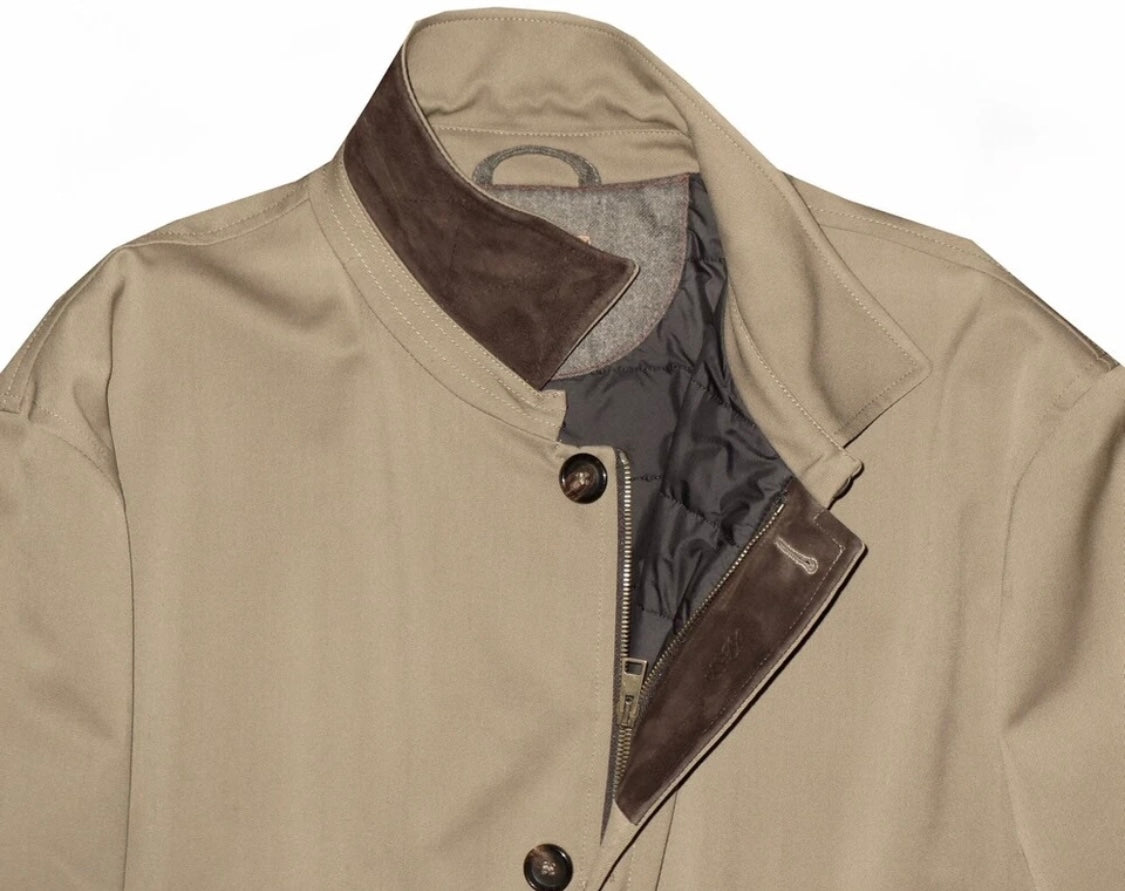 $3250 NEW EU 58 XXL LUCIANO BARBERA COAT WOOL LEATHER JACKET WATER REPELLENT TAN
