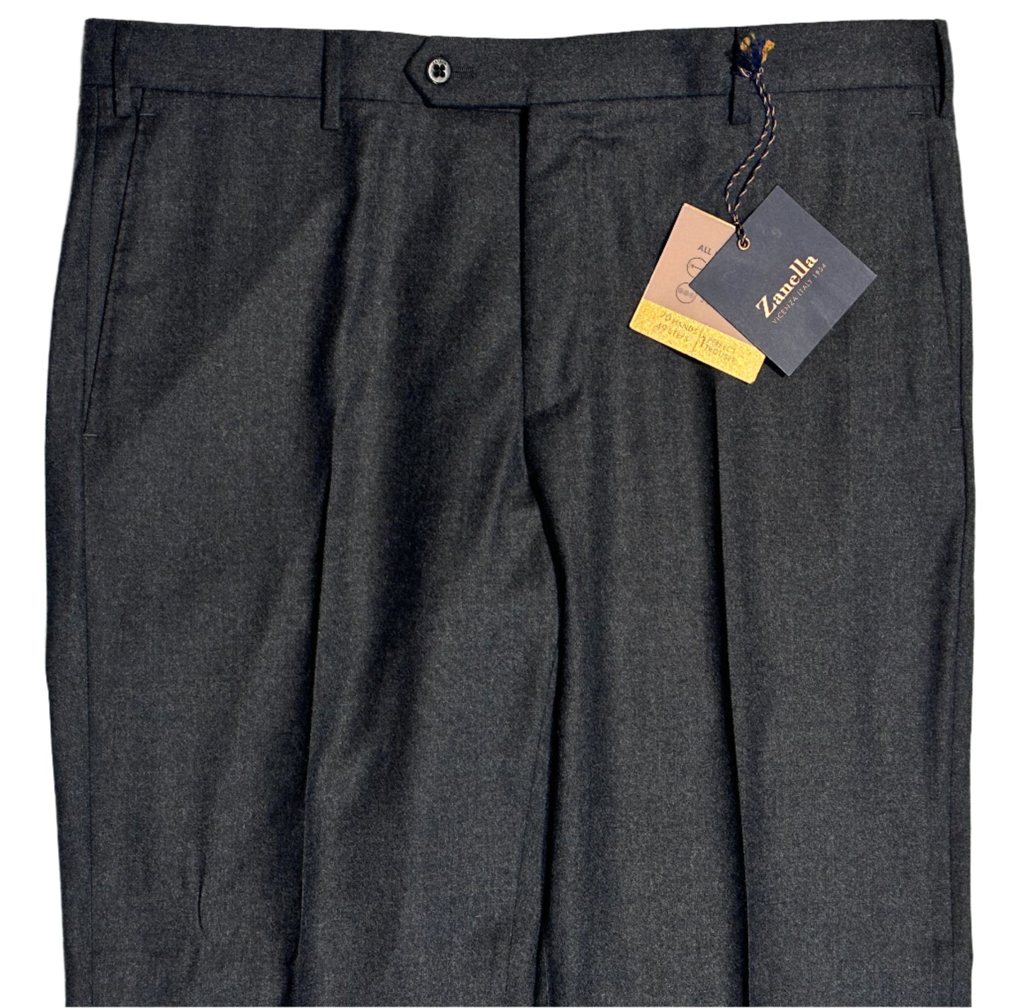 $425 NEW 36 ZANELLA HANDMADE DRESS PANTS ITALY WOOL CASHMERE DARK GRAY FLANNEL