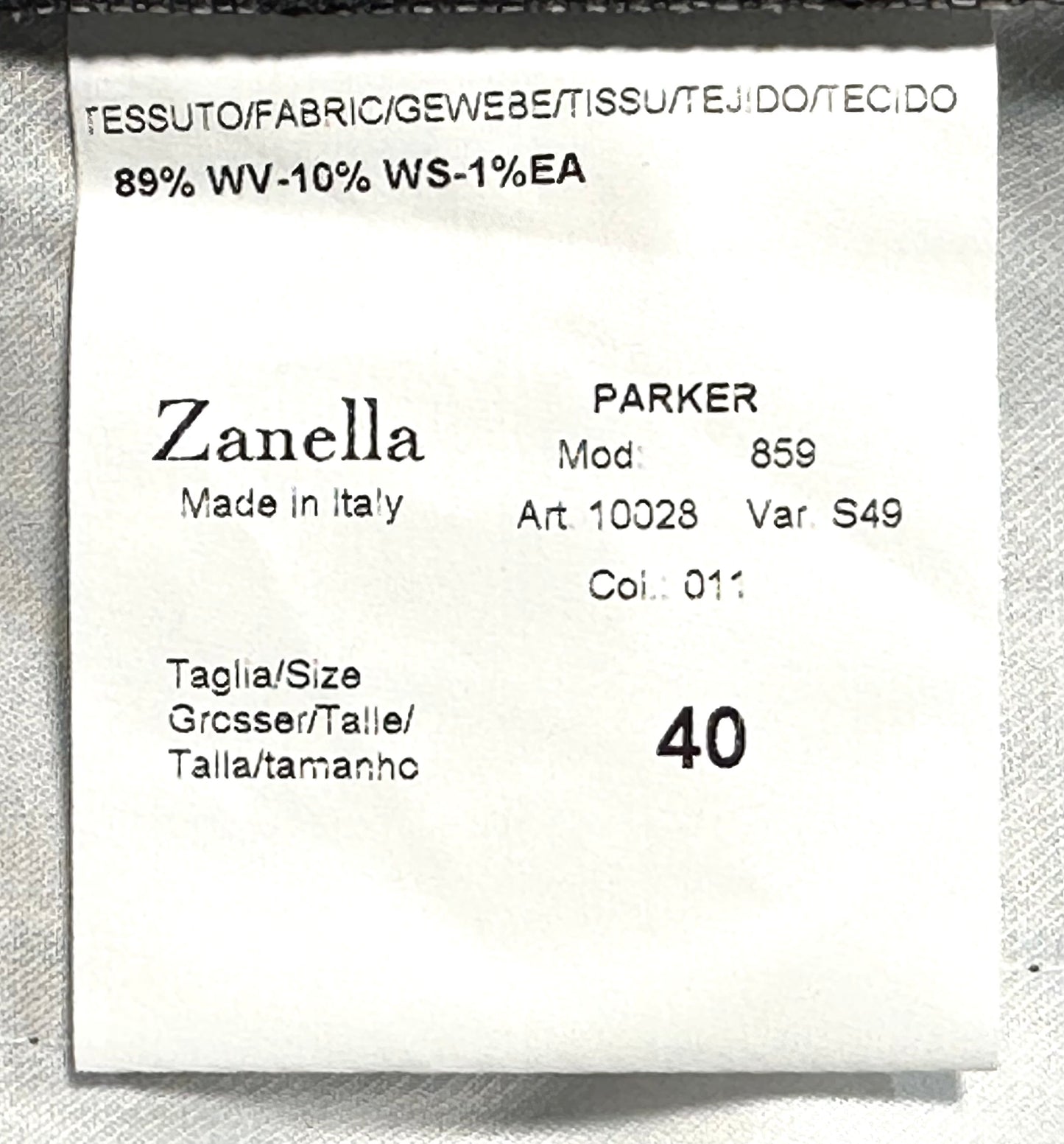 $425 NEW 40 ZANELLA HANDMADE DRESS PANTS ITALY WOOL CASHMERE DARK GRAY FLANNEL