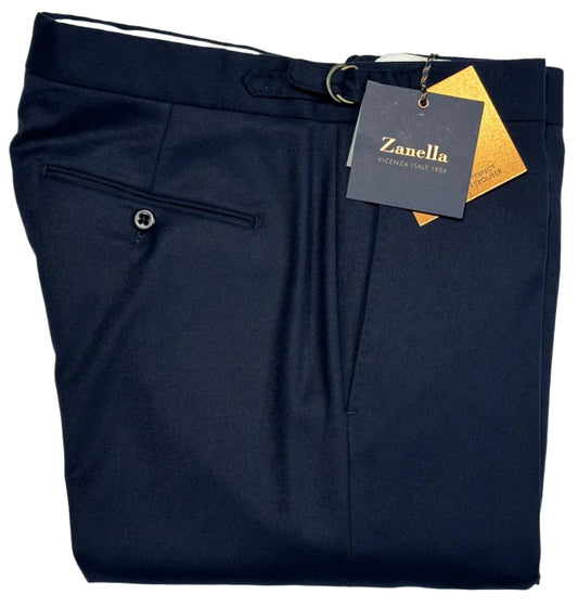 $528 NEW 38 ZANELLA HANDMADE DRESS PANTS MENS ITALY WOOL SILK SOLID NAVY BLUE