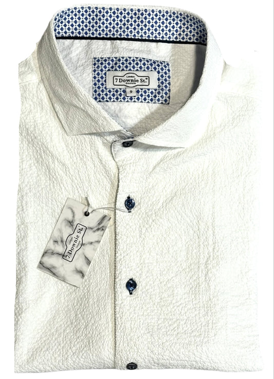 $285 NEW 4XL SHORT SLEEVE CAMP SHIRT WHITE TEXTURED CREPE BIG TALL 7 DOWNIE