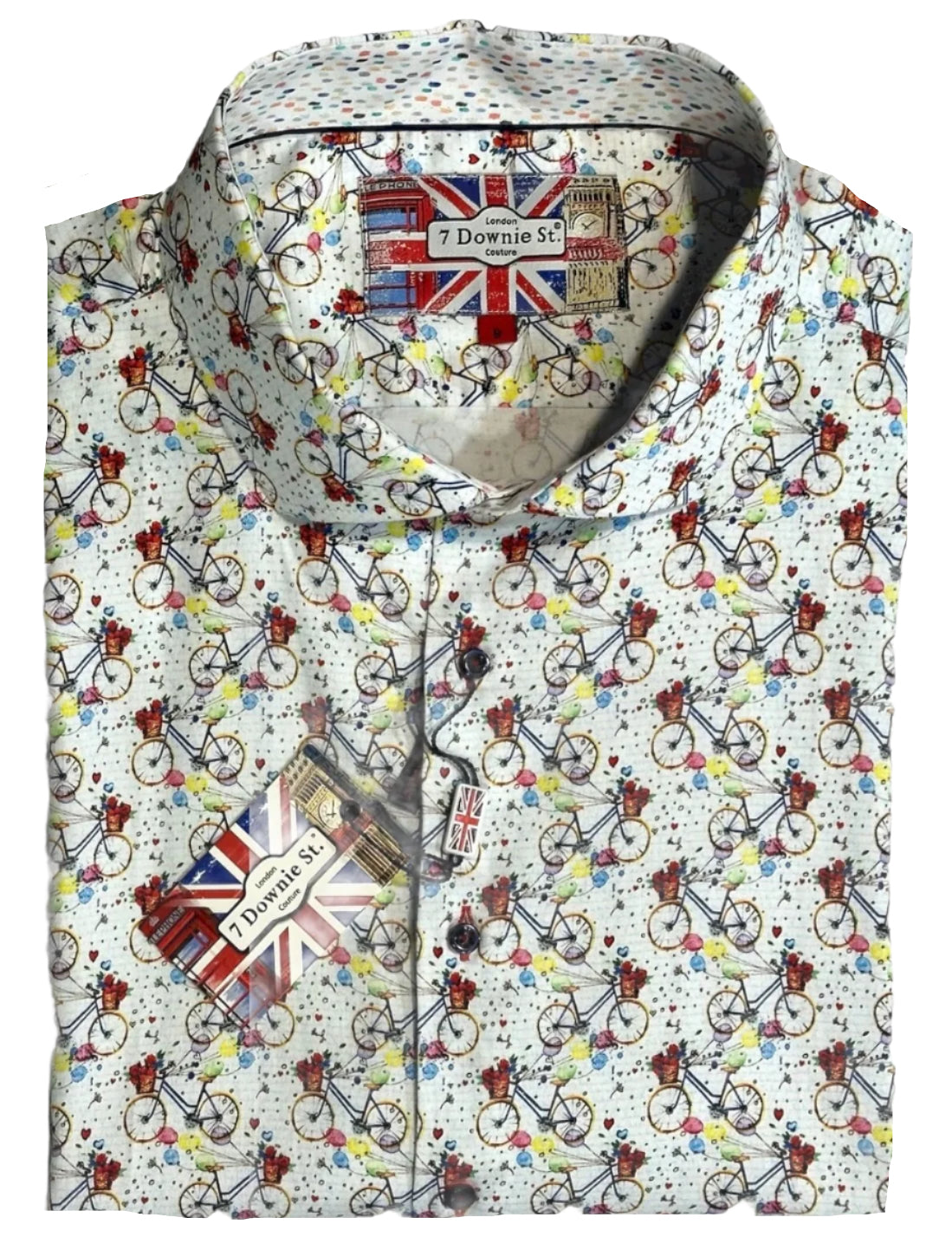 $285 NEW 4XL SHORT SLEEVE CAMP SHIRT BICYCLE w FLOWERS THEMED BIG TALL 7 DOWNIE