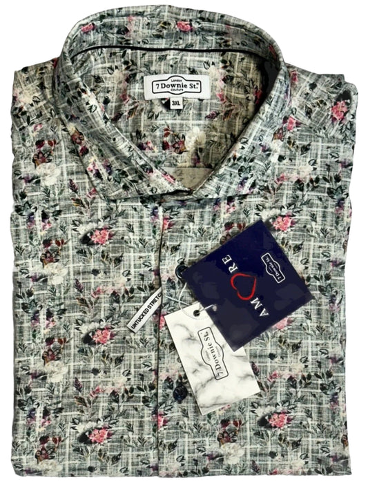 $285 NEW 3XL SHORT SLEEVE CAMP SHIRT FLOWER BOUQUETS THEMED BIG TALL 7 DOWNIE
