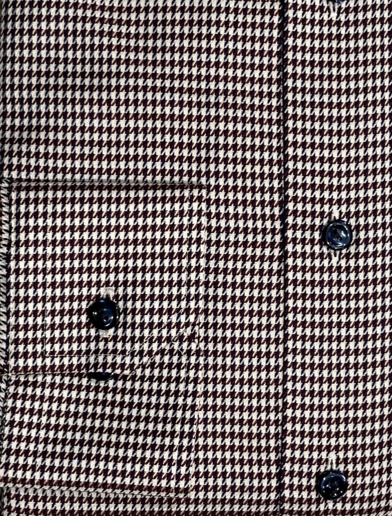 $395 NEW ETON DRESS SHIRT 17.5 44 CONTEMPORARY FIT BURGUNDY HOUNDSTOOTH