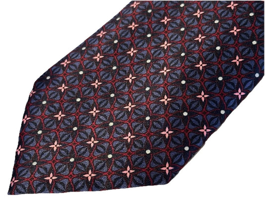 $295 NEW BRIONI TIE HANDMADE BURGUNDY GRAY MAUVE GEOMETRIC FLORAL MENS