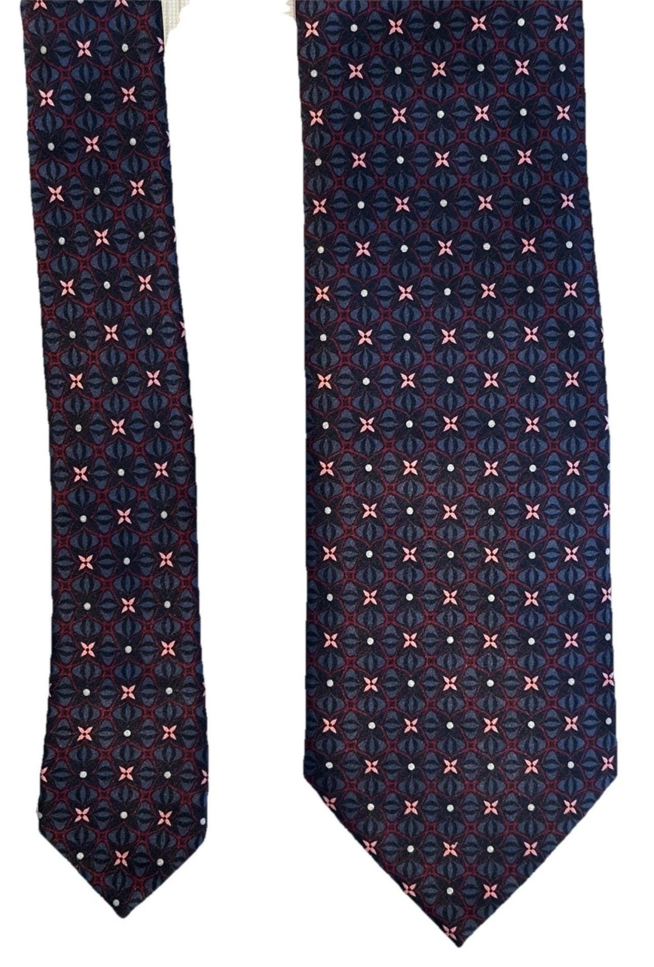 $295 NEW BRIONI TIE HANDMADE BURGUNDY GRAY MAUVE GEOMETRIC FLORAL MENS
