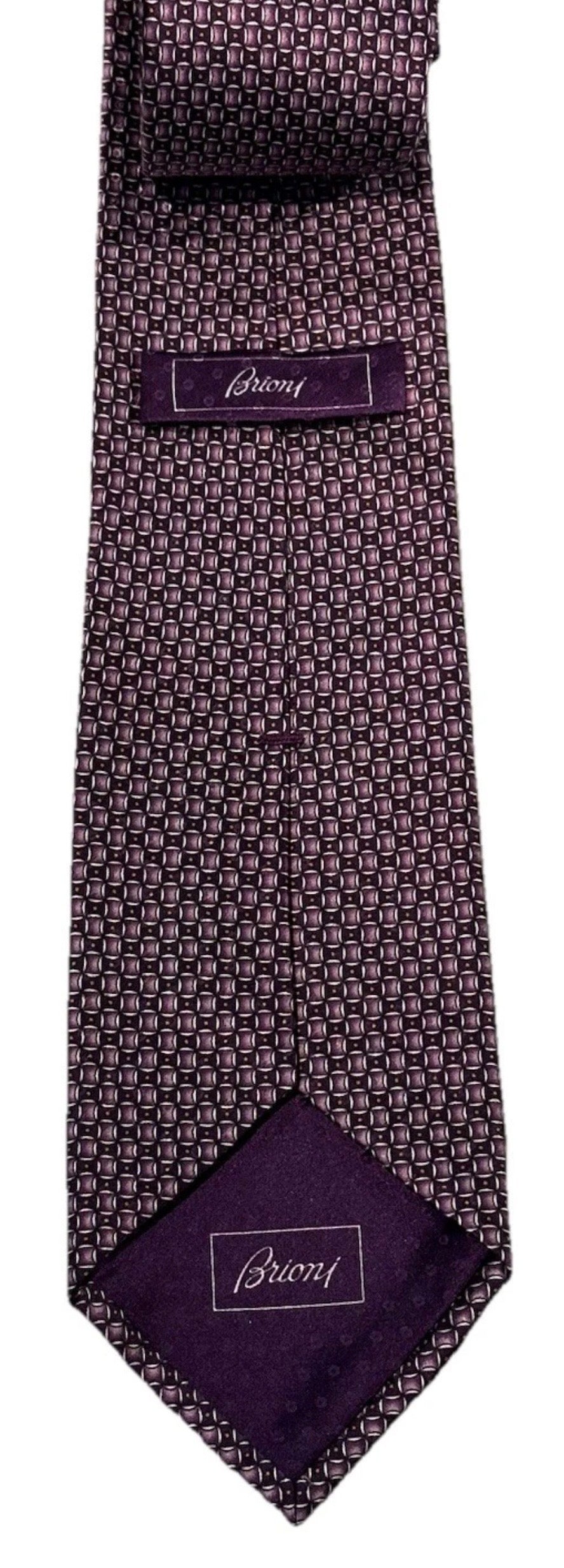 $295 NEW BRIONI TIE HANDMADE MAUVE SILVER MAROON MENS NECKTIE