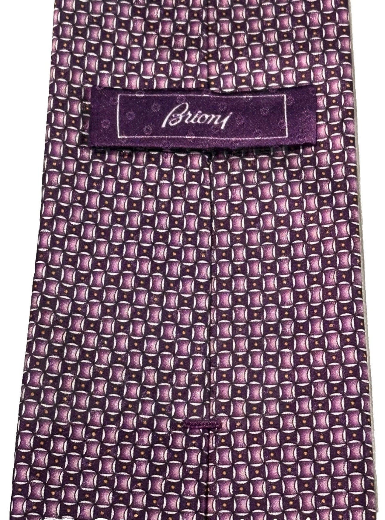 $295 NEW BRIONI TIE HANDMADE MAUVE SILVER MAROON MENS NECKTIE