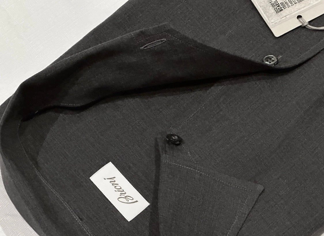 $650 NEW BRIONI DRESS SHIRT L FITTED FIT GRAY 1 PIECE LIGHTER CASUAL COLLAR