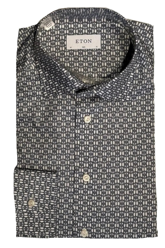 $395 NEW ETON DRESS SHIRT M 16 EU 41 SLIM FIT FANCY LINKS MOTIF MENS