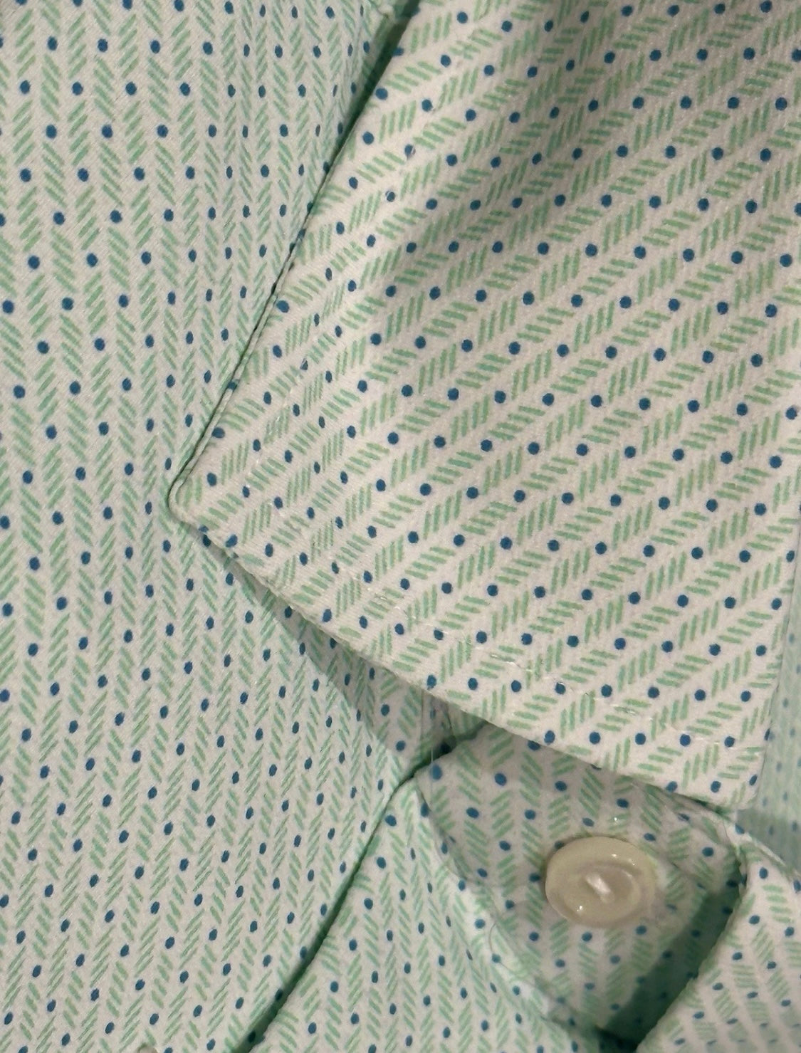 $425 NEW ETON DRESS SHIRT XL 17 EU 43 CONTEMPORARY FIT MINT GREEN WHITE TINY BLUE DOTS