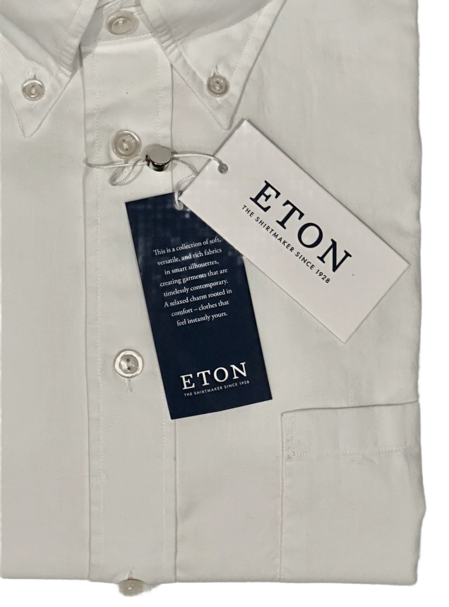 $395 NEW ETON DRESS SHIRT XXL 18 46 CONTEMPORARY FIT SOLID WHITE  COTTON FLANNEL