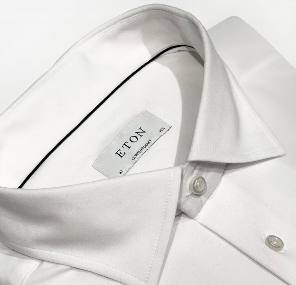 $425 NEW ETON DRESS SHIRT XXXL 18.5 47 CONTEMPORARY FIT SOLID WHITE RARE BIG & TALL