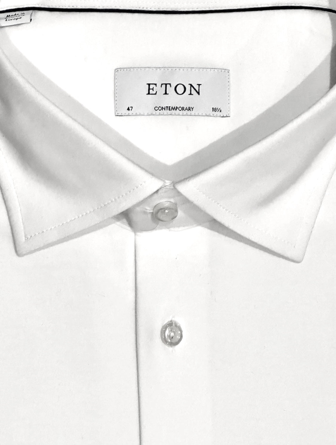 $425 NEW ETON DRESS SHIRT XXXL 18.5 47 CONTEMPORARY FIT SOLID WHITE RARE BIG & TALL