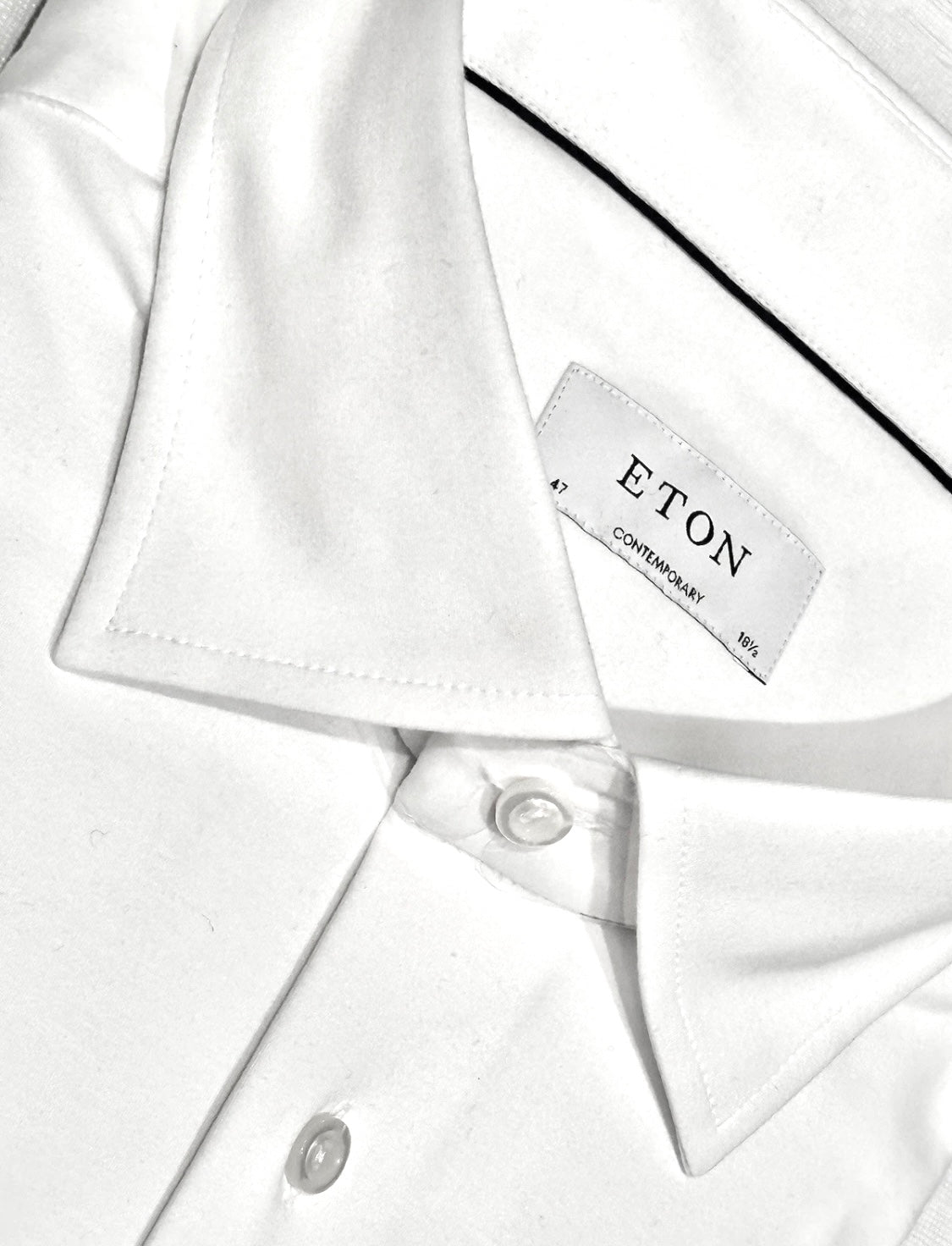 $425 NEW ETON DRESS SHIRT XXXL 18.5 47 CONTEMPORARY FIT SOLID WHITE RARE BIG & TALL