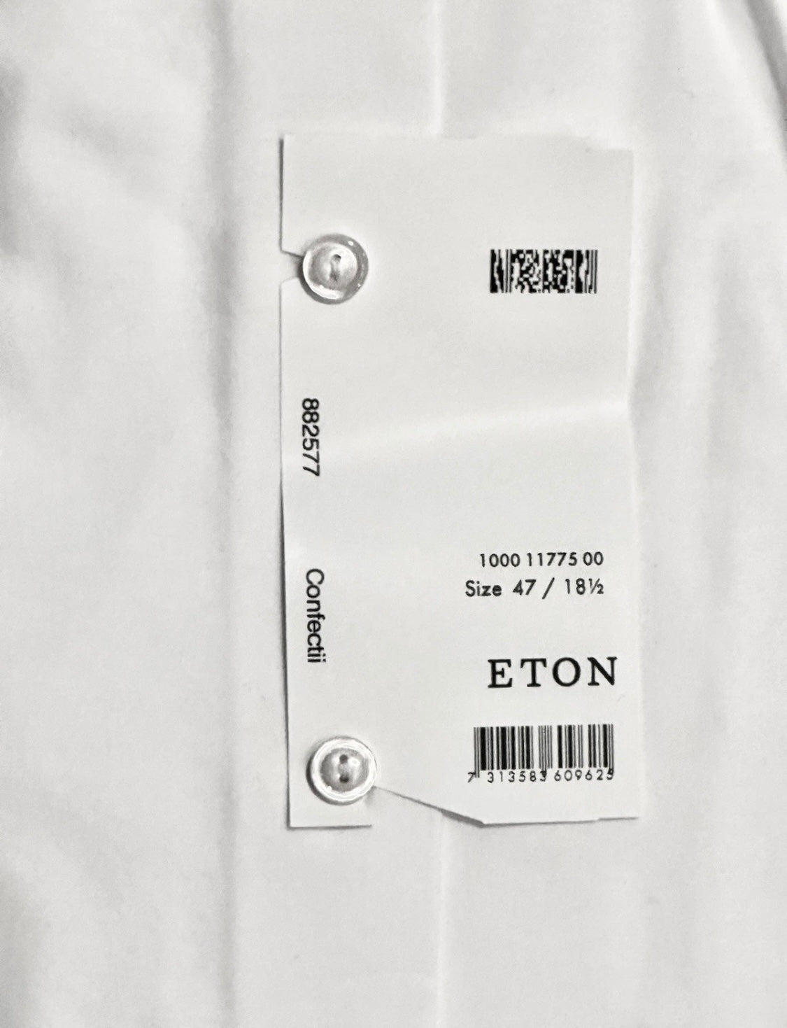$425 NEW ETON DRESS SHIRT XXXL 18.5 47 CONTEMPORARY FIT SOLID WHITE RARE BIG & TALL
