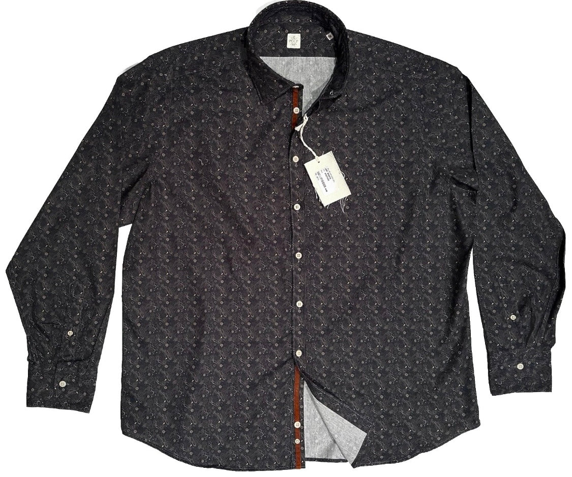$395 NEW MGF 965 SHIRT XXL 18.5 EU 46 FADED MIDNIGHT BLUE GRAY w PEACH PAISLEY
