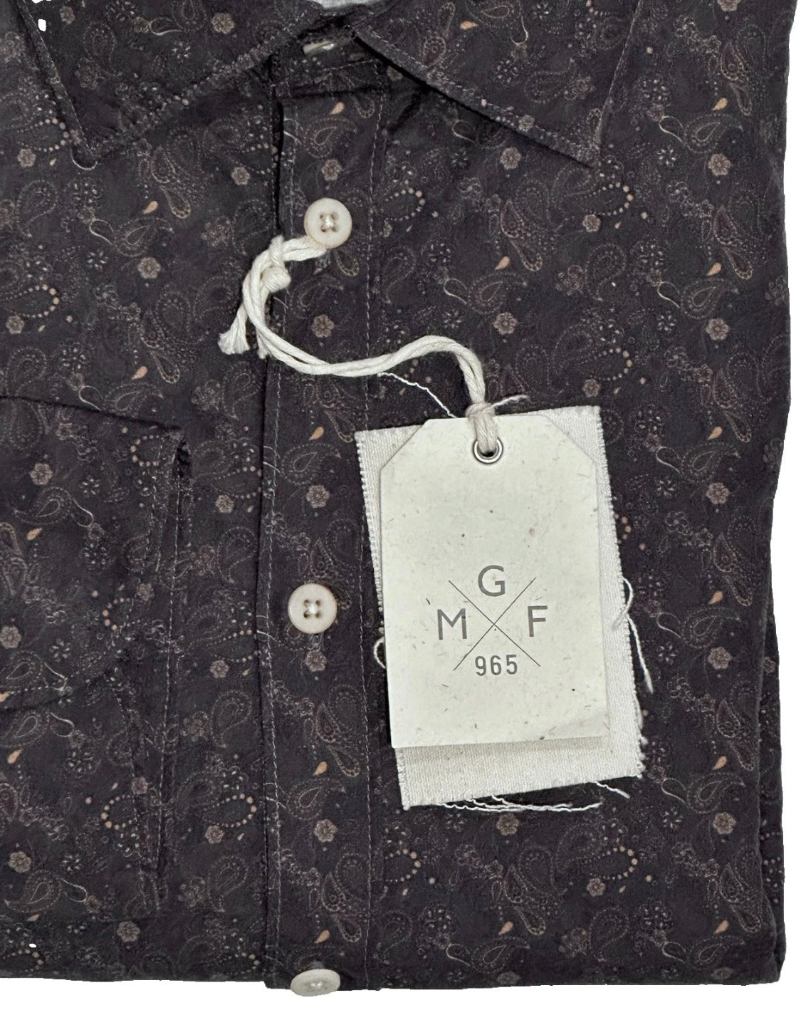 $395 NEW MGF 965 SHIRT XXL 18.5 EU 46 FADED MIDNIGHT BLUE GRAY w PEACH PAISLEY