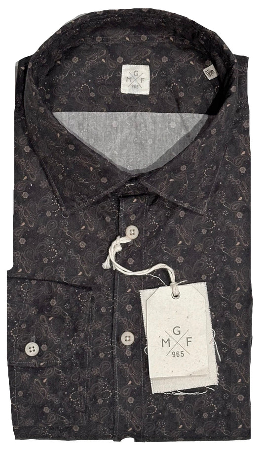$395 NEW MGF 965 SHIRT XXL 18.5 EU 46 FADED MIDNIGHT BLUE GRAY w PEACH PAISLEY