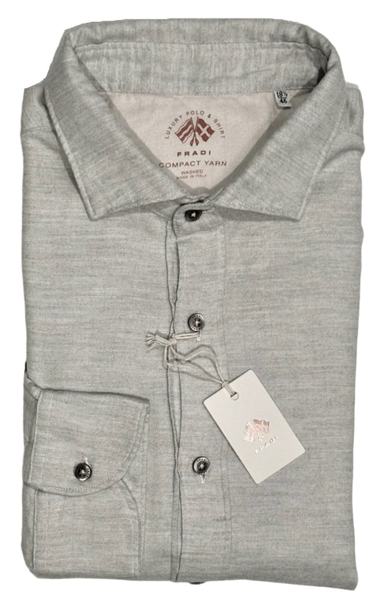 $495 NEW FRADI ITALY FLANNEL DRESS SHIRT XXL 18.5 EU 46 HANDMADE WASHED COMPACT YARN COTTON