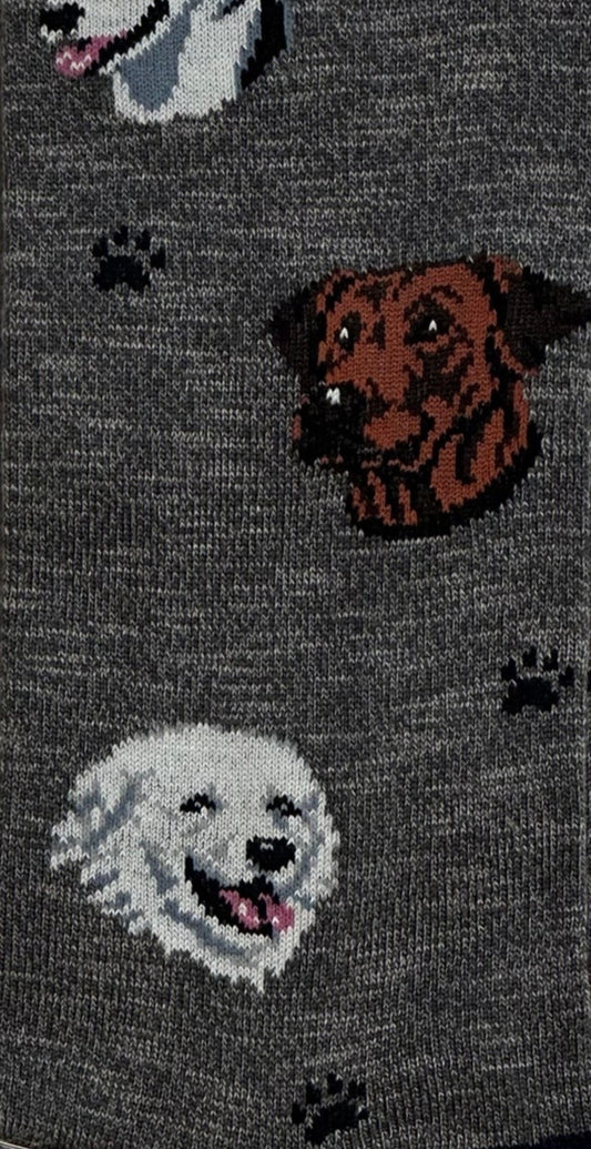 $55 NEW ITALY MARCOLIANI MILANO SOCKS MERCERIZED PIMA COTTON DOGS MOTIF DOG LOVERS GRAY