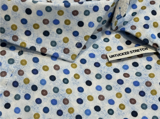 $285 NEW 3XL SHORT SLEEVE CAMP SHIRT COLORFUL CIRCLES POLKA DOTS THEMED BIG TALL 7 DOWNIE